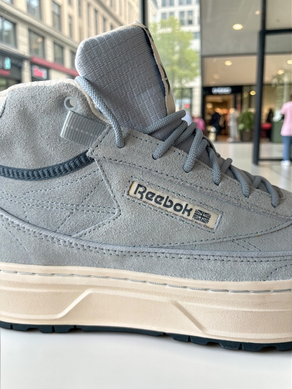 Reebok Pale Blue Suede Platform Sneakers with Cream Sole - Picture 5 of 15